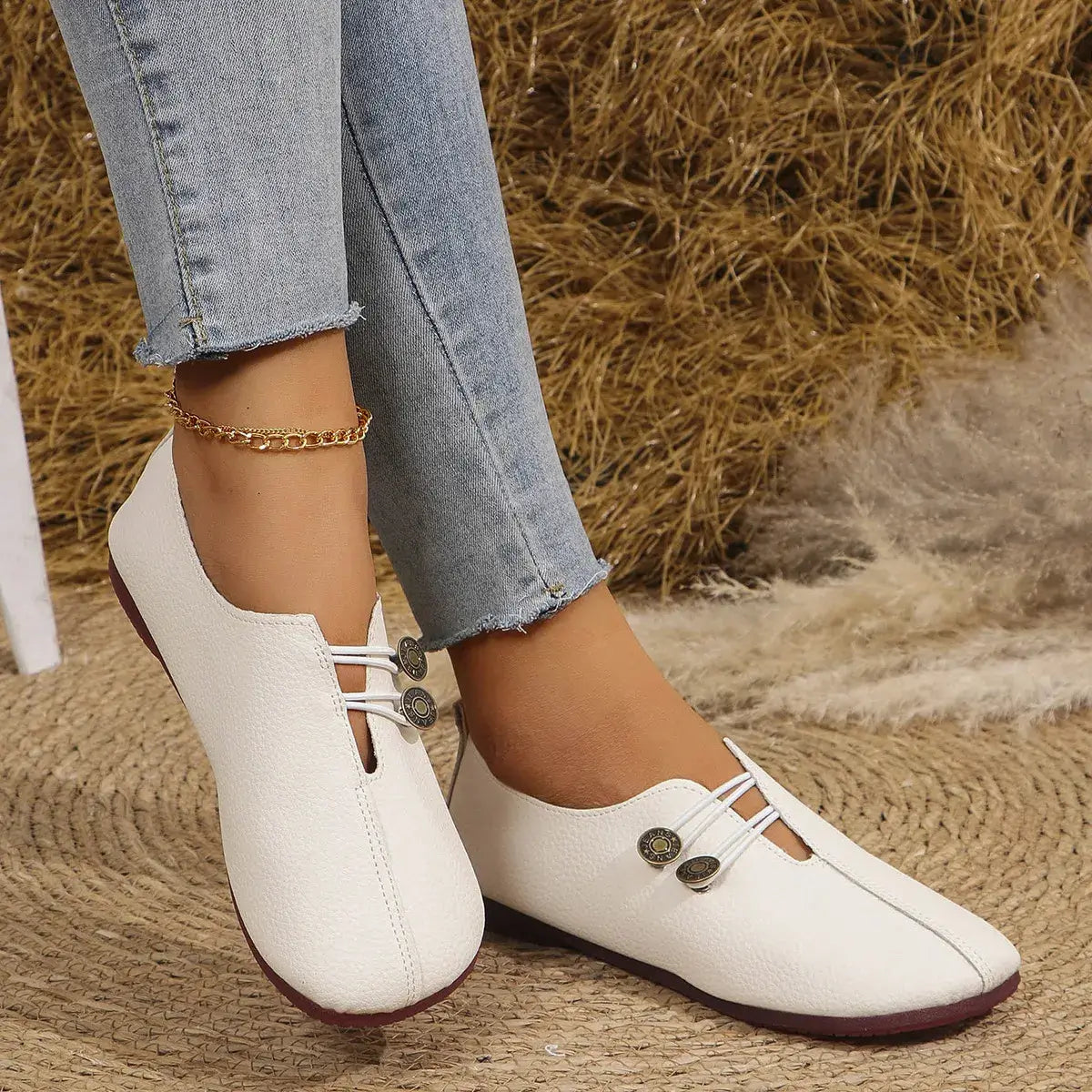 Women's leather soft-soled non-slip shoes