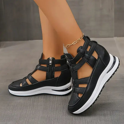 Side Zipper Comfortable Lightweight Wedge Sandals
