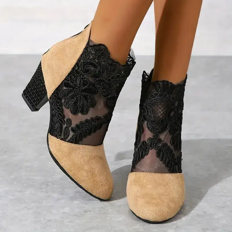 Women's Floral Lace Ankle Boots