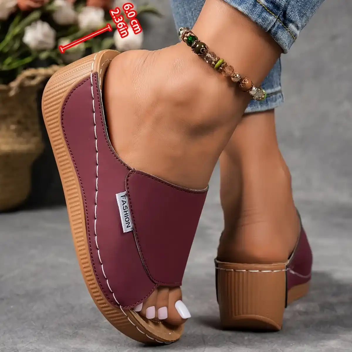 Women's Comfortable Thick Sole Arch Support Leather Slippers