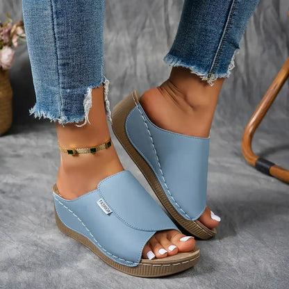 Women's Comfortable Thick Sole Arch Support Leather Slippers