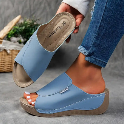 Women's Comfortable Thick Sole Arch Support Leather Slippers